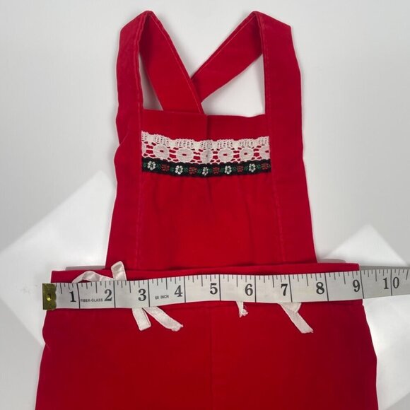 Vintage Christmas Red Velvet Toddler Overalls Size: 12 months, 1 year old. - Picture 9 of 11